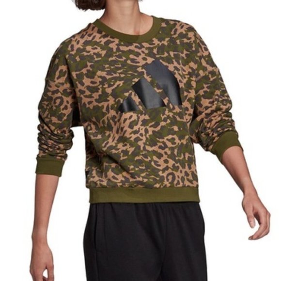 Adidas M Camo Leopard Crop Pullover Sweater​​ - Picture 11 of 14